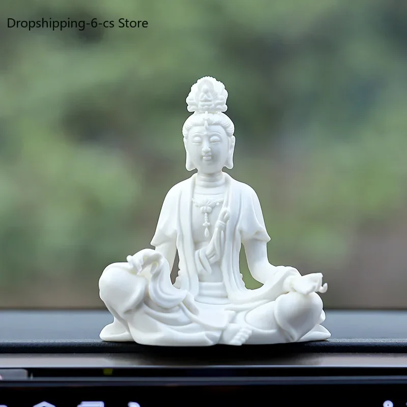 

White porcelain Guanyin Buddha statue ornament Chinese Zen home interior entrance living room office club desktop decoration