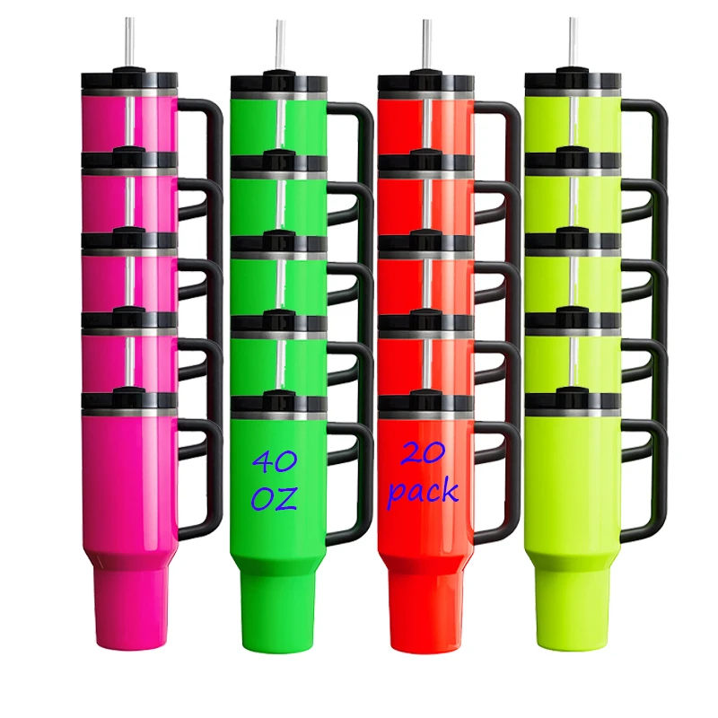 20-Pack Neon 40oz 304 Stainless Steel Sustainable Vacuum Insulated Boiling Water Safe 6-Hour Thermal Travel Coffee Mugs