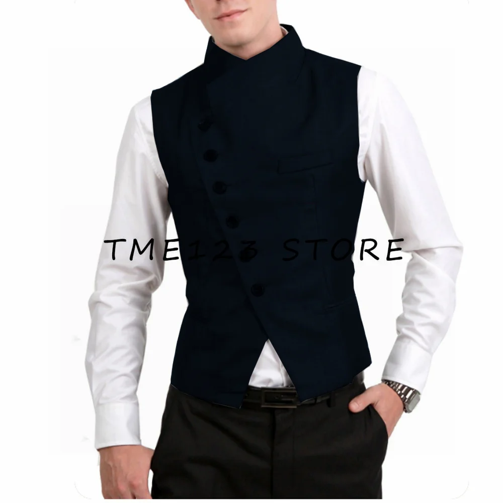 Men's Vest Single Breasted Side Button New Custom Style Design Male Classic Suit Vest Chaleco Hombre