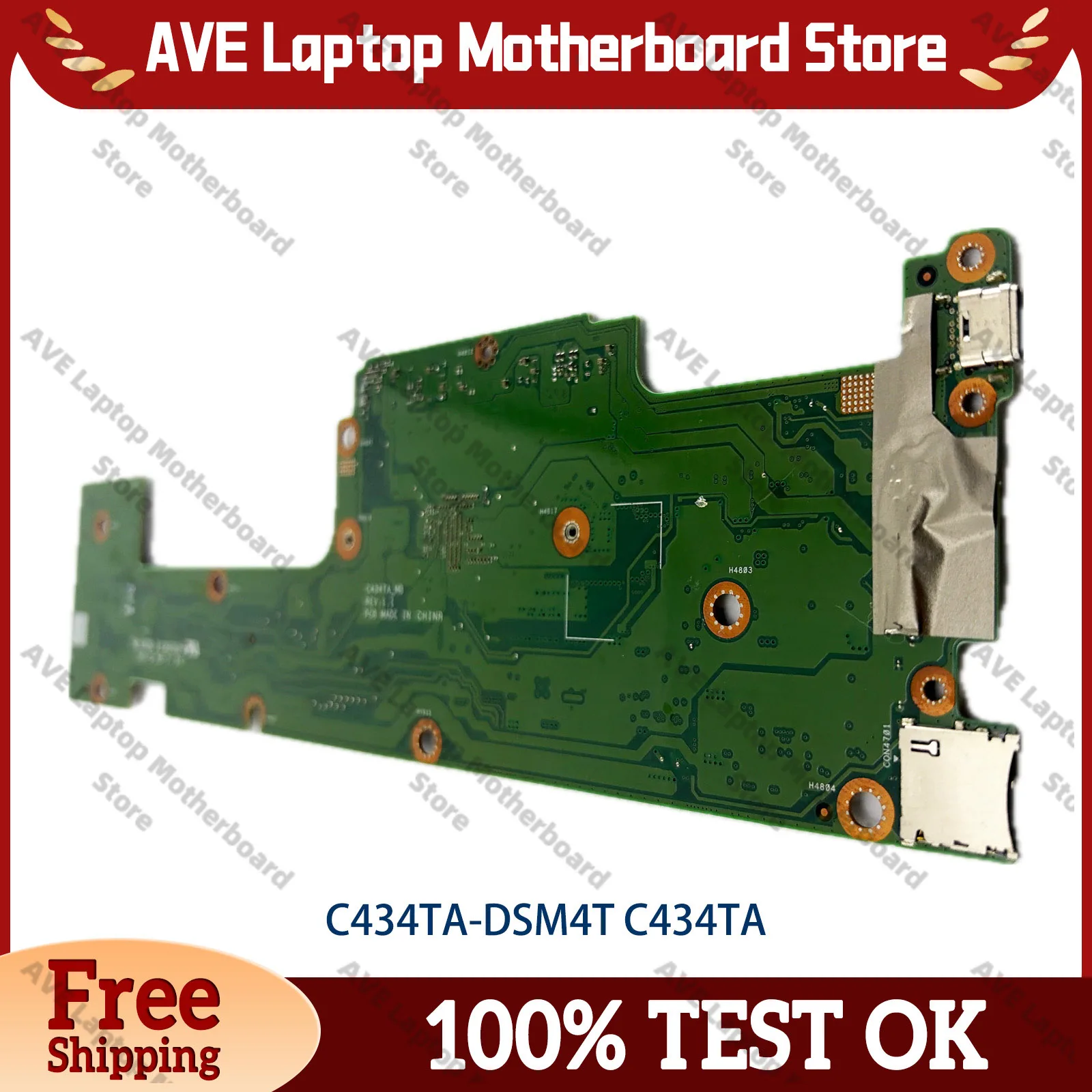 C434TA Laptop Motherboard For ASUS Chromebook C434TA C434T Notebook Mainboard With I3 I5 I7 CPU 100% tests OK fast shipping stk