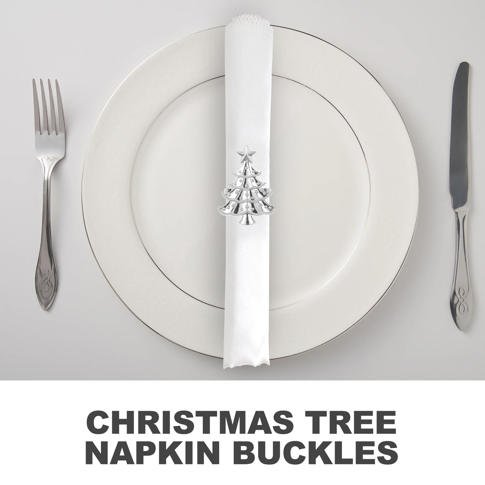 

6 Pcs Napkin Button Set Christmas Ring Cloth Holder Ribbon Chirstmas Rings Silver Banquet Man