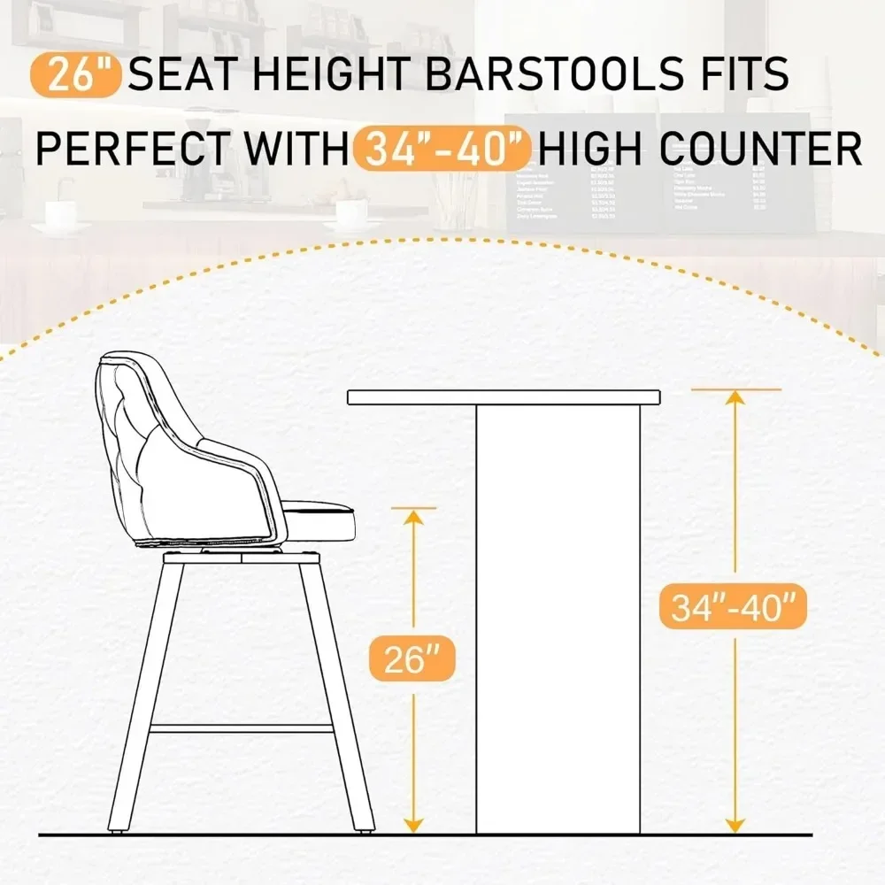 Linho Bar Stools Set para Kitchen Island, Barstools Counter Altura, cinza escuro, 26 "Counter Stools, conjunto de 3