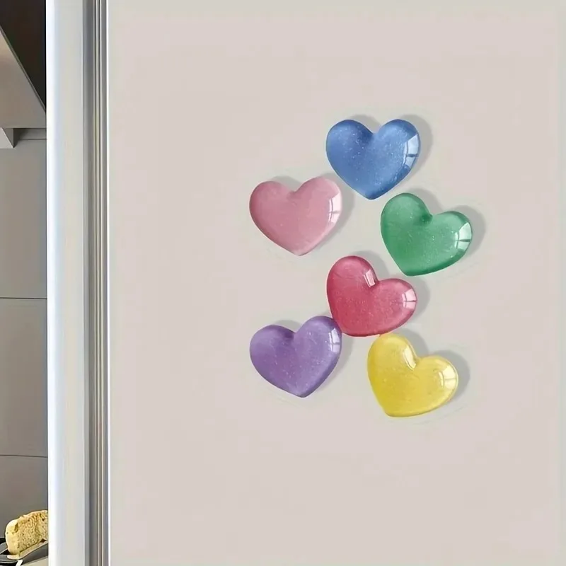 6Pcs Heart Cute Refrigerator Magnets, Decor Accessories Fit Kitchen Decoration and Office Layout