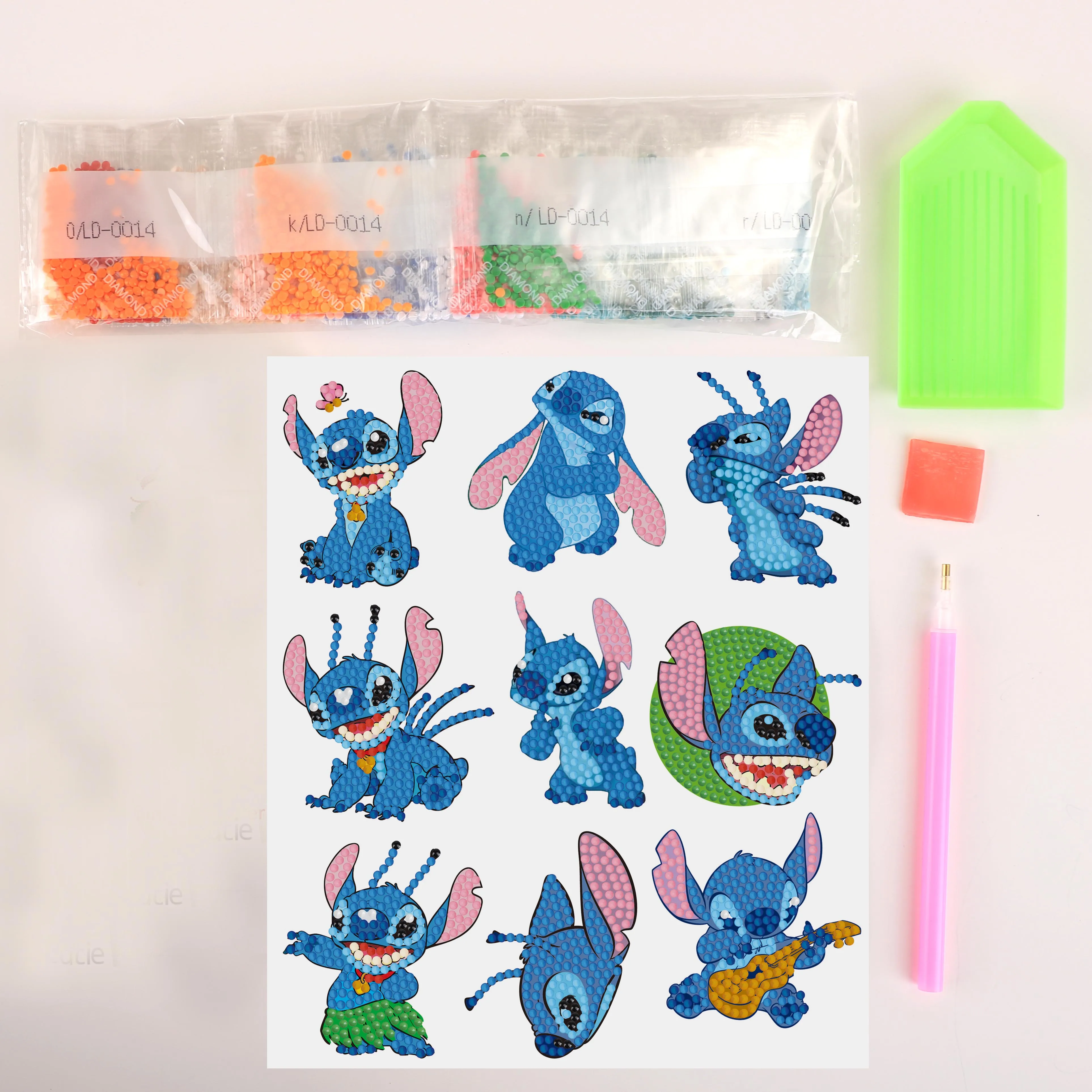 Stitch Cartoon DIY Diamond Painting Stickers Kits for Kids 5D Diamond Art Diamond Mosaic Stickers by Numbers Kits for Children