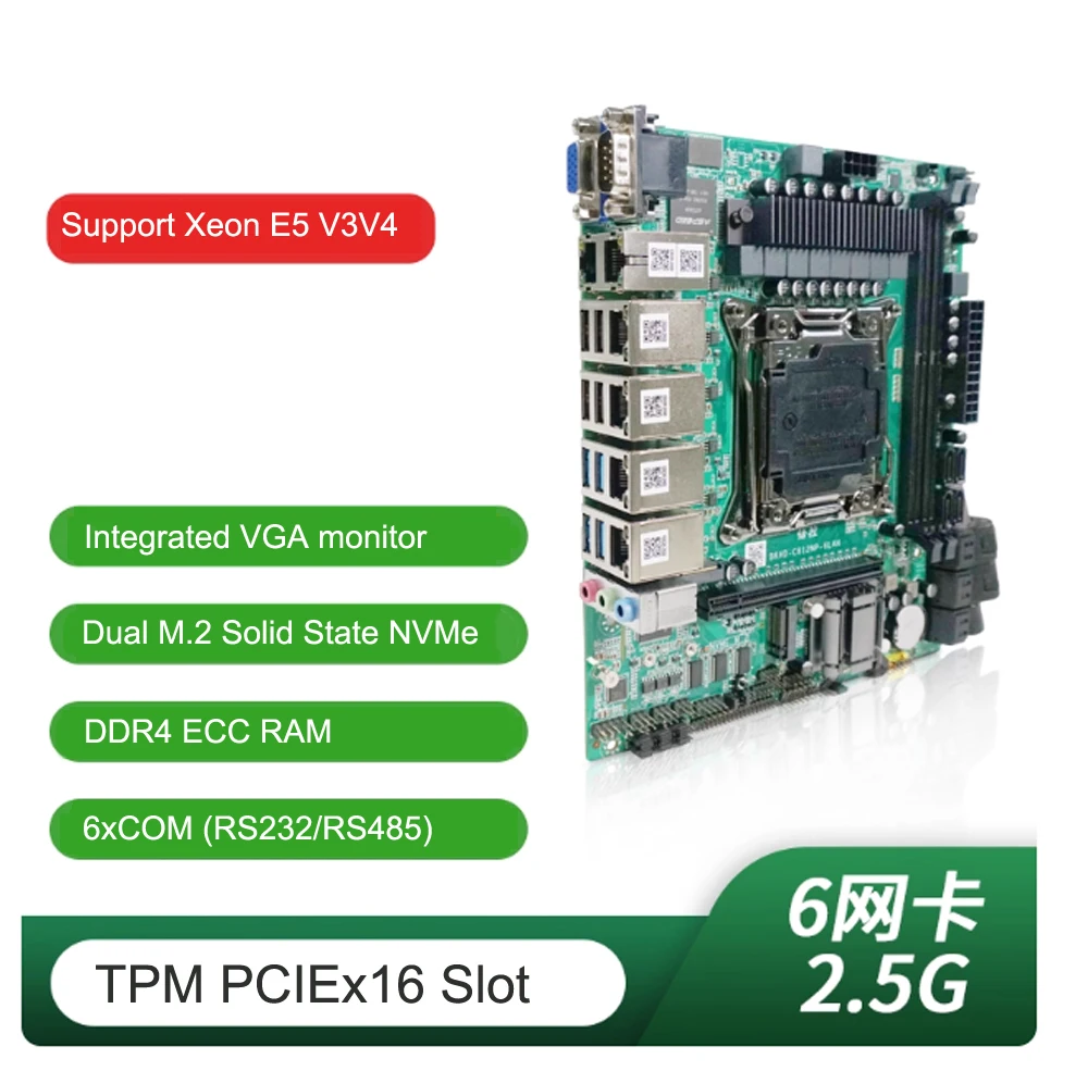 C612 6xLAB2.5G i226V Main Board ITX Mendukung Hot Swappable Hard Disk Array Raid Storage Industrial Control Server NAS Chassis
