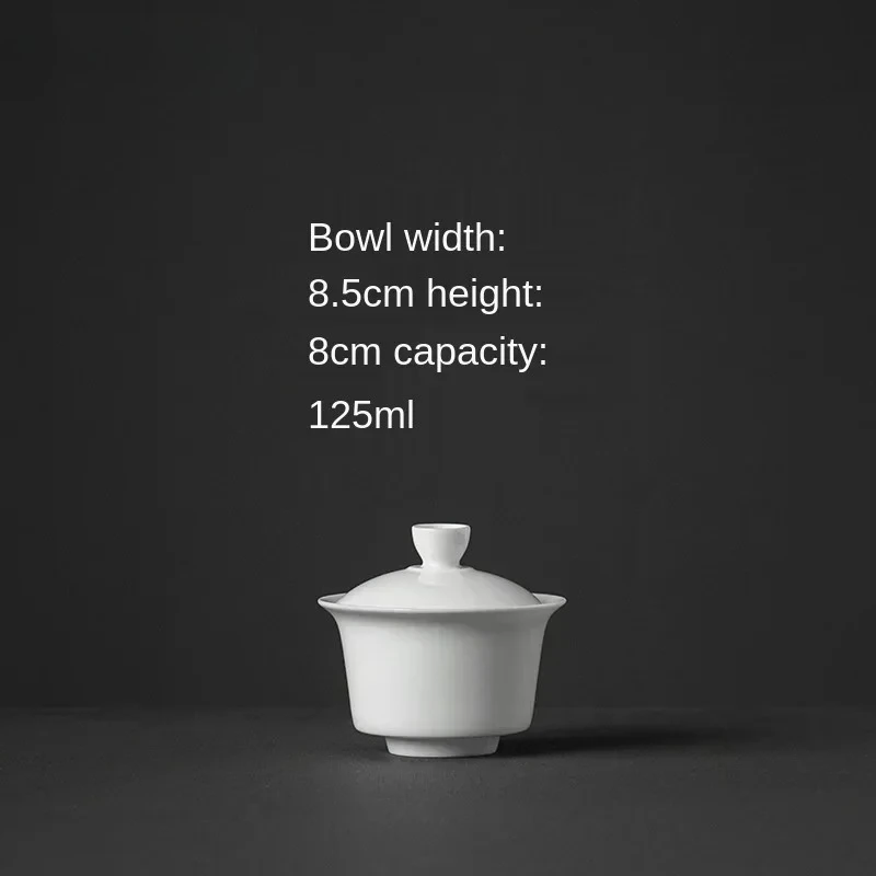 Ceramic Blanc De Chine Tureen Small Gaiwan Oolong Tea Brewing Bowl Kung Fu Tea Set Direct Sales Tea Maker Chinese Gaiwan