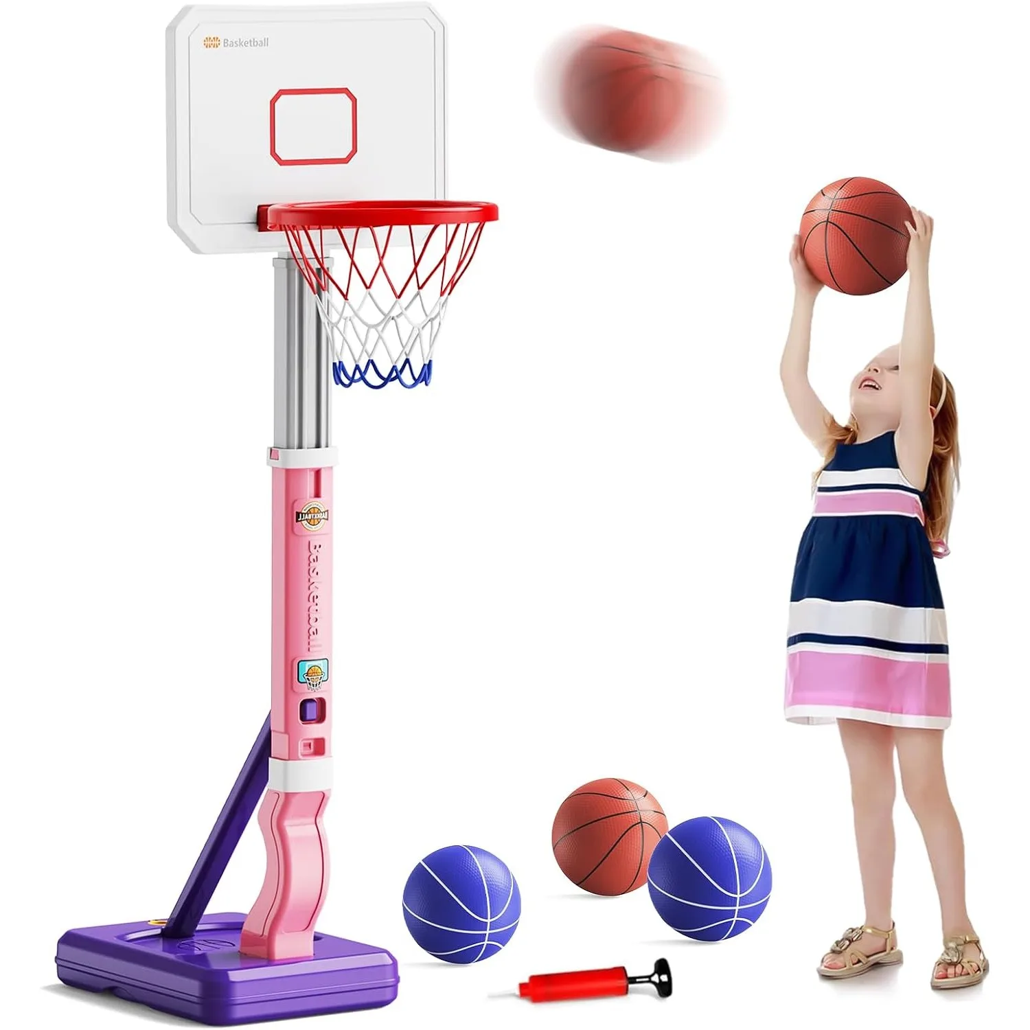 Kids Kids Basketball Hoop with Balls Adjustable Height Toddler Basketball Hoop Stand Indoor Outdoor Basketball Goal Toy for Boy Girl - Aliexpress Deal