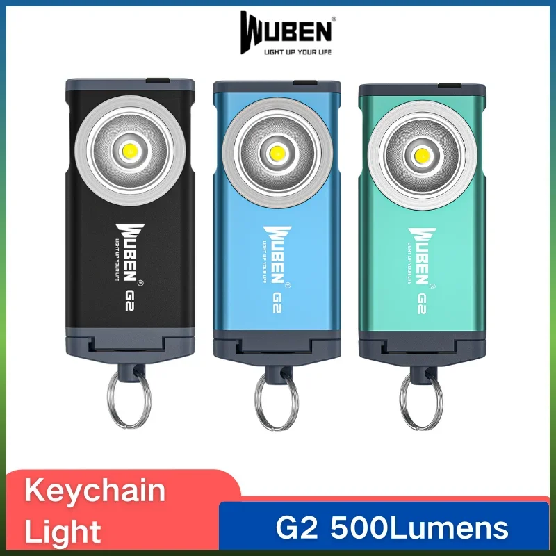 WUBEN G2 Keychain Light 500Lumens Type-C Rechargeable 5 Lighting Modes Magnetic tail 175° Wide-angle Protable LED Flashlight