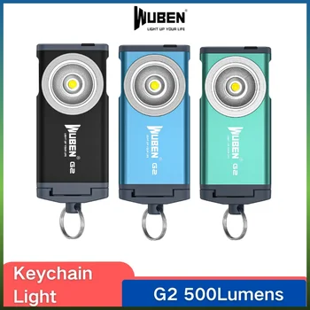 WUBEN G2 키체인 조명 500루멘 Type-C 충전식 5가지 조명 모드 마그네틱 테일 175 °   광각 Protable LED 손전등