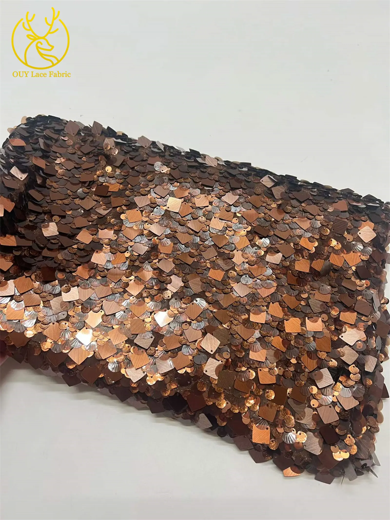 Neuer Stil, hochwertiger Tüll-Pailletten-Spitzenstoff, 2026, luxuriöser afrikanischer Spitzenstoff für nigerianische Hochzeiten, Abendkleider, Nähen, 5 Yards – Detail 9