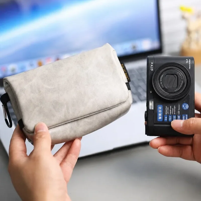 Portable PU Digital Camera Storage Bag Shockproof Protective Pouch for Ricoh Canon Sony CCD Cameras Multi-function Organizer