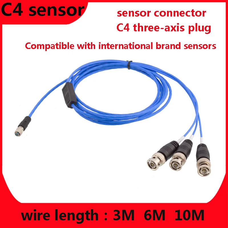 

C4 Sensor 4P Socket Four-Core 1/4-28UNF To BNC PCB Three-Axis Acceleration Sensor Terminal Cable Anti-Vibration Air Tightness