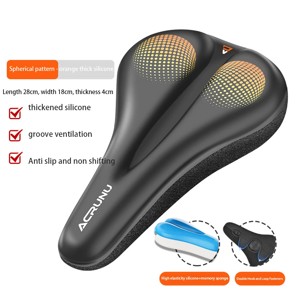 

Bike Saddle Silicone Cushion MTB Road Cycling Seat Surface Silica Filled Gel Ergonomic Comfortable Shockproof Bicycle Saddle