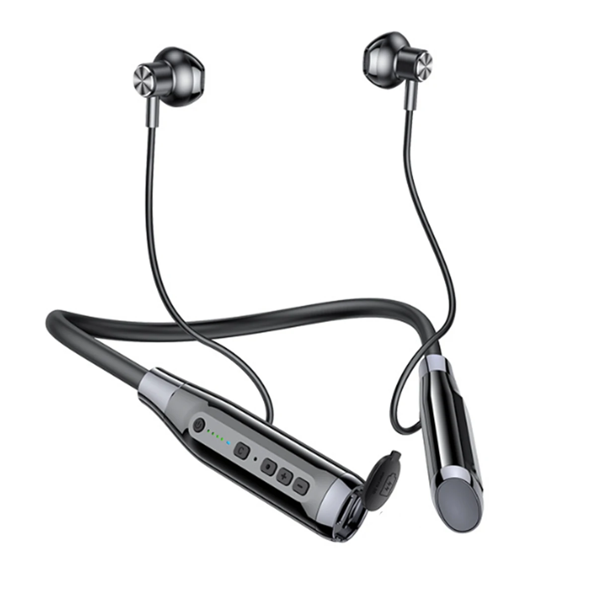 The New A12 Neck-Mounted Bluetooth 5.0 Headset Long Standby Wireless Pluggable Graphics Headset Semi-In-Ear Black