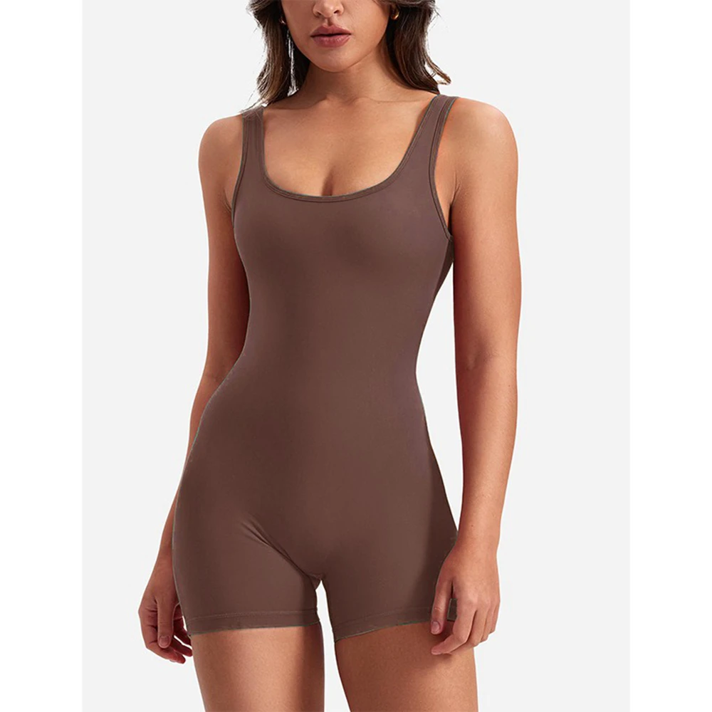 إمرأة مثير عارية الذراعين تانك السروال القصير اليوغا Playsuit Bodycon قطعة واحدة الرسن بعقب رفع ارتداءها تمتد حللا منصات الصدر