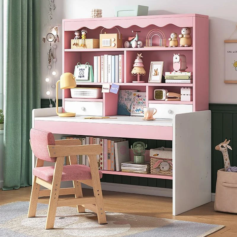 

Student desk home study writing desk and chair combination bookshelf integrated desk homework bedroom