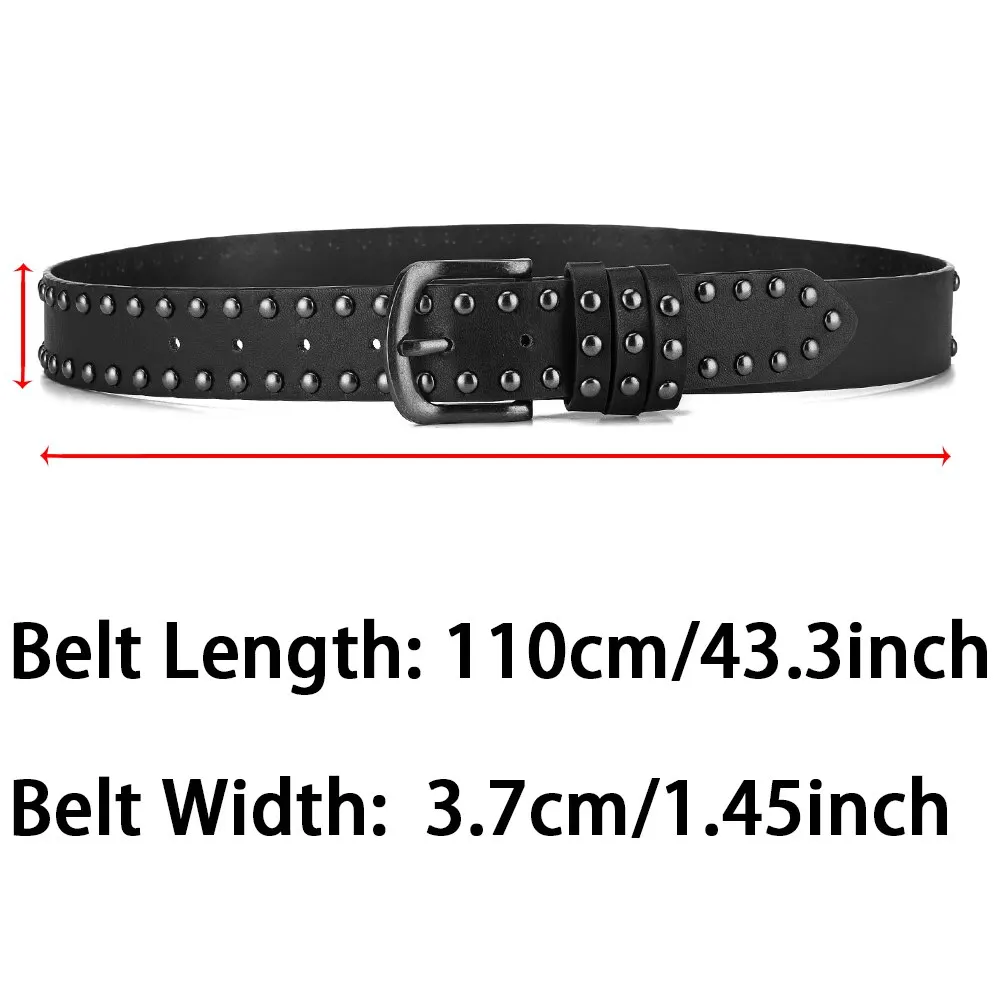 1pc Men\'s Retro Alloy Needle Buckle Women\'s Belt Round Rivet Belt Punk Hip Hop Rock Jeans Belt PU Leather Belt For Men and Women