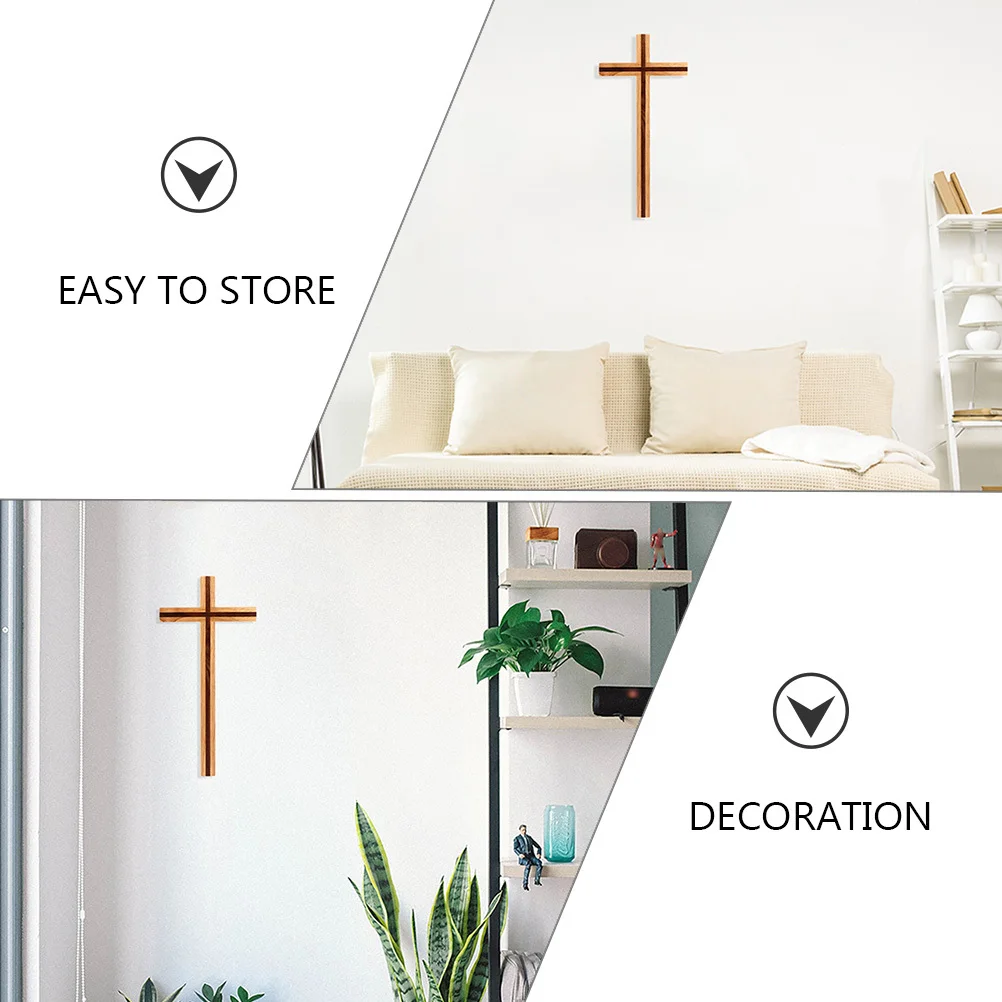

2Pcs Wood Cross Craft Decorative Indoor Tabletop Ornament Wooden Cross Adornment for Home Office Study