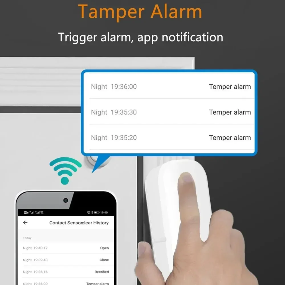 Tuya Zigbee สมาร์ทไร้สายแม่เหล็กประตูหน้าต่างเปิดเซนเซอร์เครื่องตรวจจับ App การแจ้งเตือนสําหรับ Home Security ป้องกัน