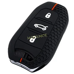 3 Buttons Silicone Car Key Fob Case Cover Chain For Peugeot 208 308 508 2008 3008 5008 Citroen C3 C5 Aircross C4 Picasso DS 3 7