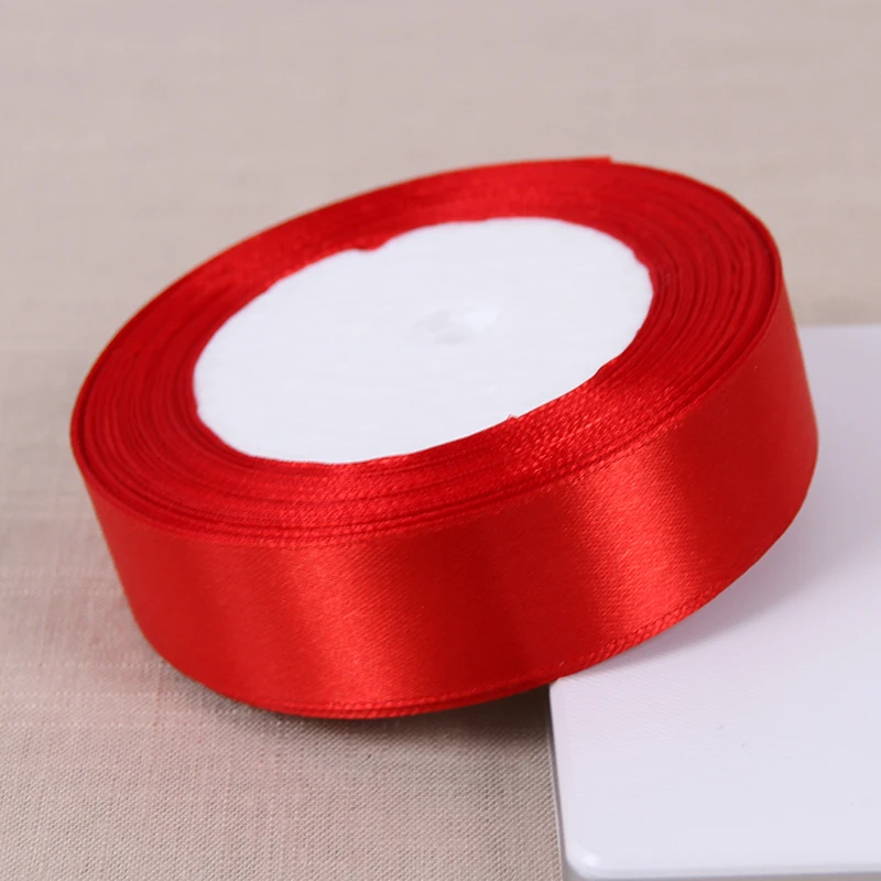 6-10-15-20-25-40-50mm Red Single Face Satin Ribbons DIY Handmade Crafts Material Christmas Party Gift Wrapping Ribbon