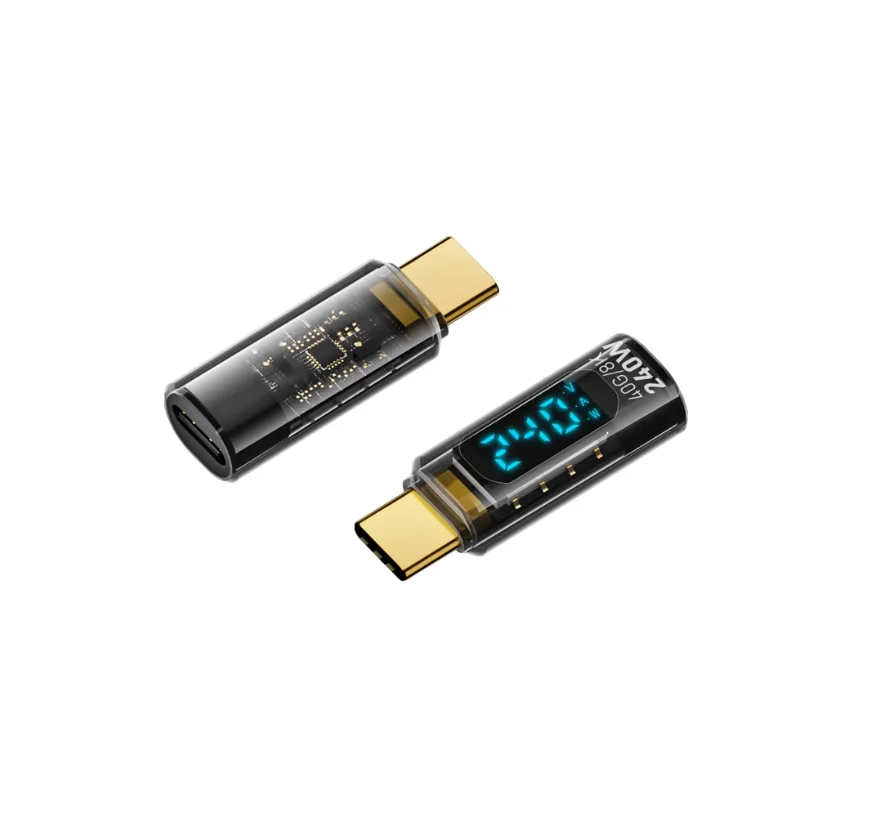 USB4 Type-C to Type-C Adapter, 240W PD3.1, 40Gbps Data, 8K@60Hz, Real-time Power Display, 3 Colors