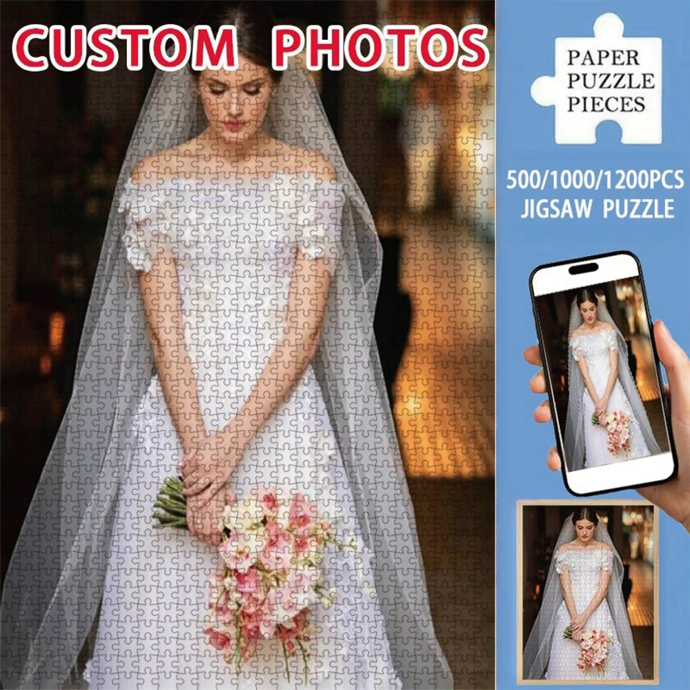 35/300/500/1000pcs Personalized Custom Photo Puzzle Family Photos Diy Toy for Kids Anniversary Festival Best Gift