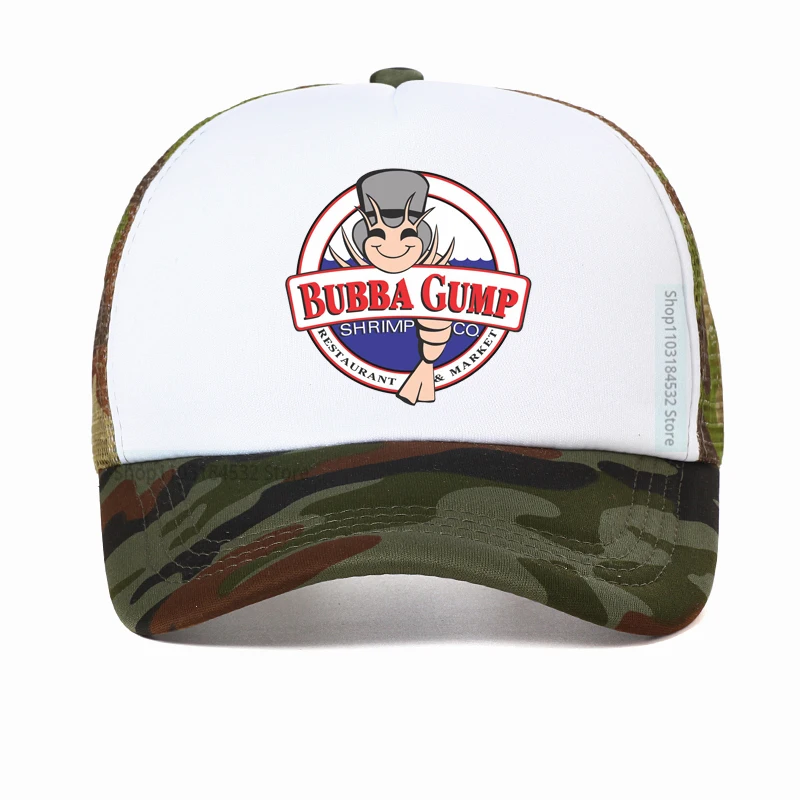 Gorra de béisbol de malla Bubba Gump Shrimp Co. con estampado de Forest Gump, gorra de camionero transpirable y fresca, sombrero de sol ajustable para verano
