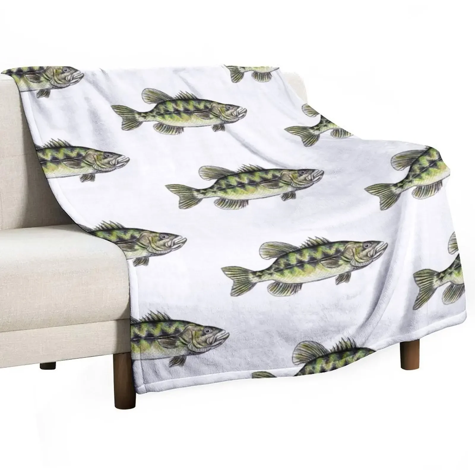 Largemouth Bass Fisherman Art Throw Blanket Loose halloween Furrys Flannels Blankets