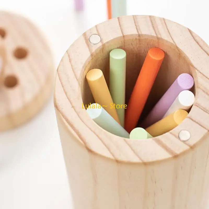 Y4QA Houten stokken voor kinderen Stevig stapelen Puzzelspeelgoed Kleurbouwstenen