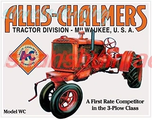 Desperate Enterprises Allis Chalmers Tractor - Model U Tin Sign - Nostalgic Vintage Metal Wall Décor - Made in USA FGDD sign