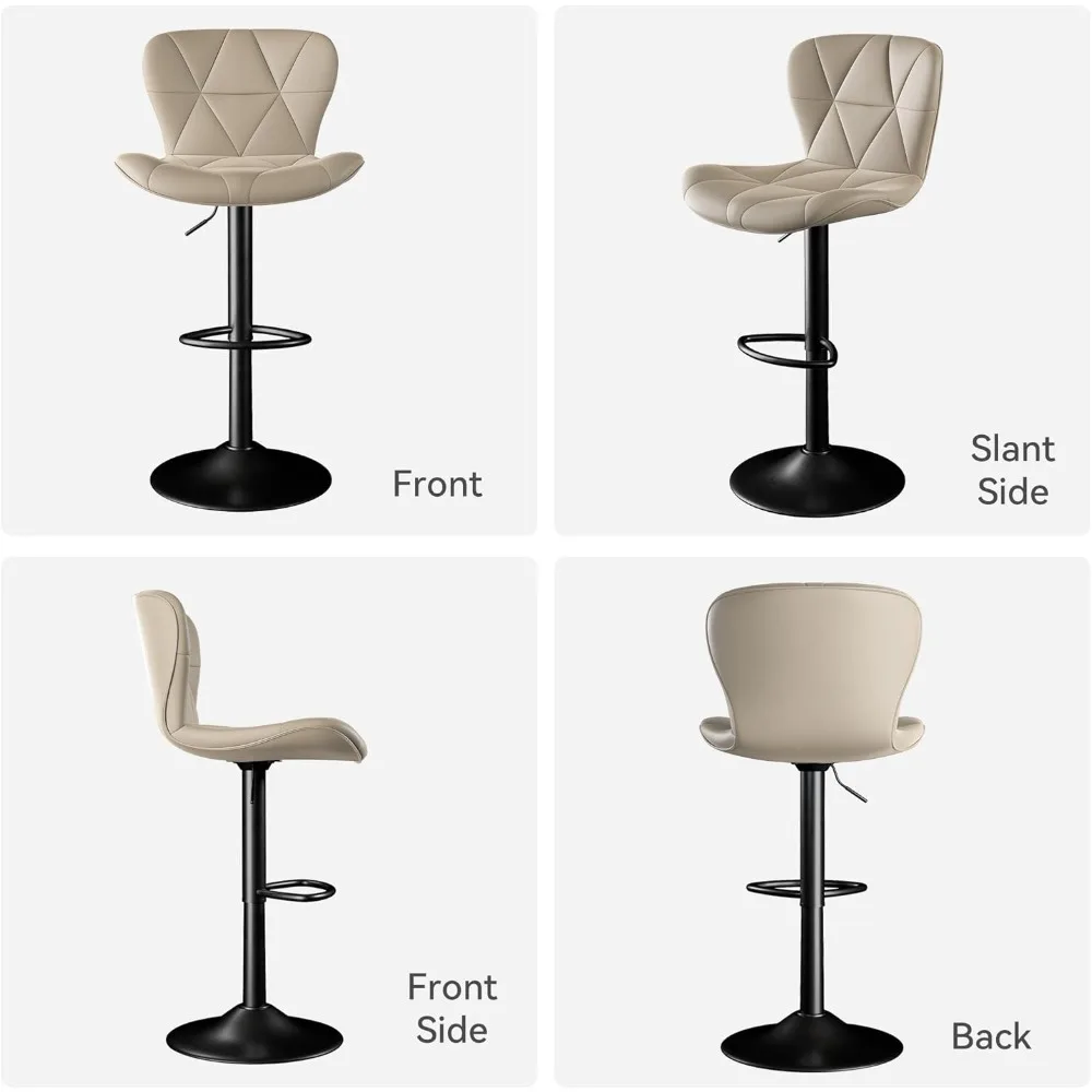 Bar Stools Set of 3,Adjustable Swivel Barstools, Faux Leather Bar Chairs,Upholstered Counter Height with High Backrest for Kitch