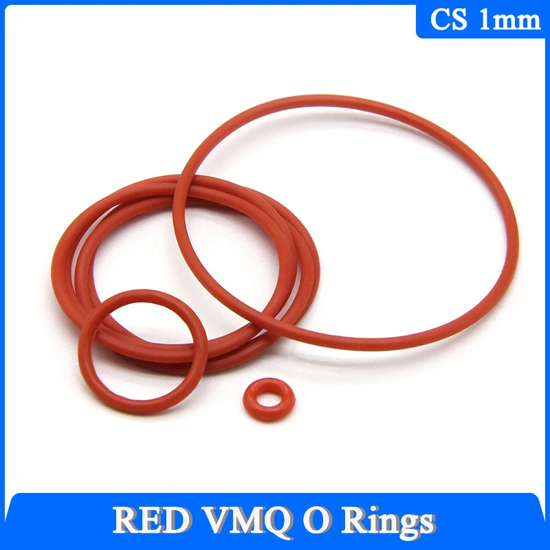 

50/100pcs VMQ O Ring Red Silicone Gasket Thickness CS1mm OD 3 ~ 50mm Food Grade Waterproof Washer Round O Shape Rubber Rings