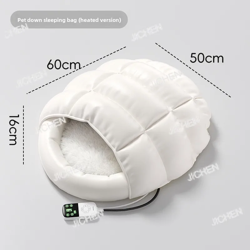 

Neu Electric Heated Cat House Enclosed Warm Thermostat Kitten Bed Winter Proof Heated Pet Pad Plush Deluxe Heating Shelter for C