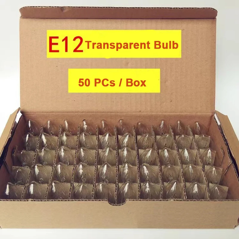 50PCs C7 Incandescent Bulb 120V 5W Transparent Clear o Transparent Colorful C7 E12 Bulb for Christmas Holiday Party Decoration