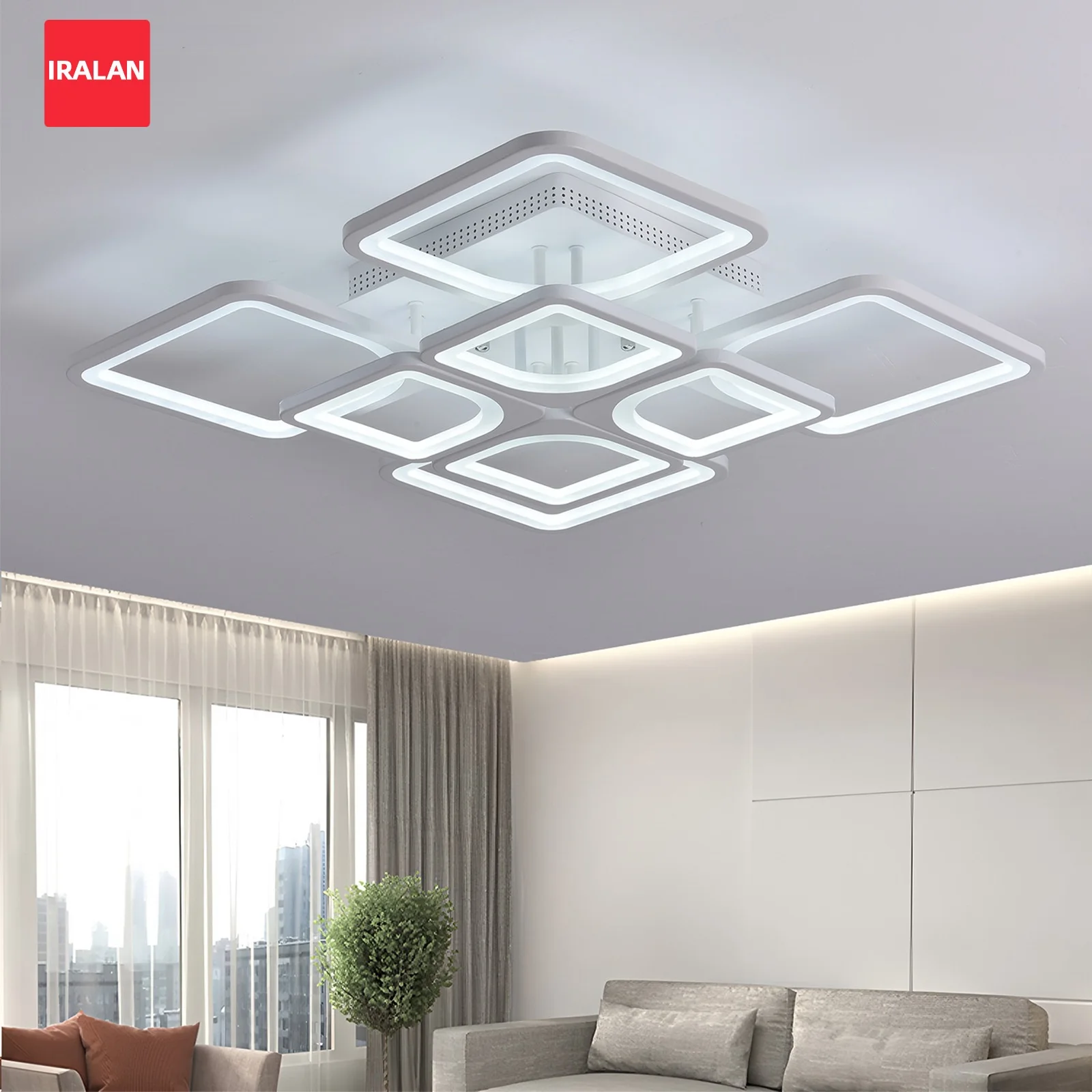 Einfache Deckenlampe mit Fernbedienung und App-Steuerung, Smart Home Schlafzimmer Esszimmer Kronleuchter, Quadratische Acryl-Beleuchtung, Hängeleuchte