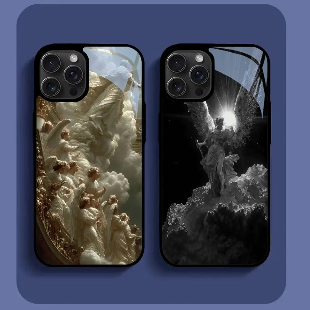 Super fajne luksusowe etui na telefon Black Angel Death Demon dla IPhone16 15 14 13 12 11 Pro Xs Max Mini XR X 7 8 Plus Luxury Mirror Har