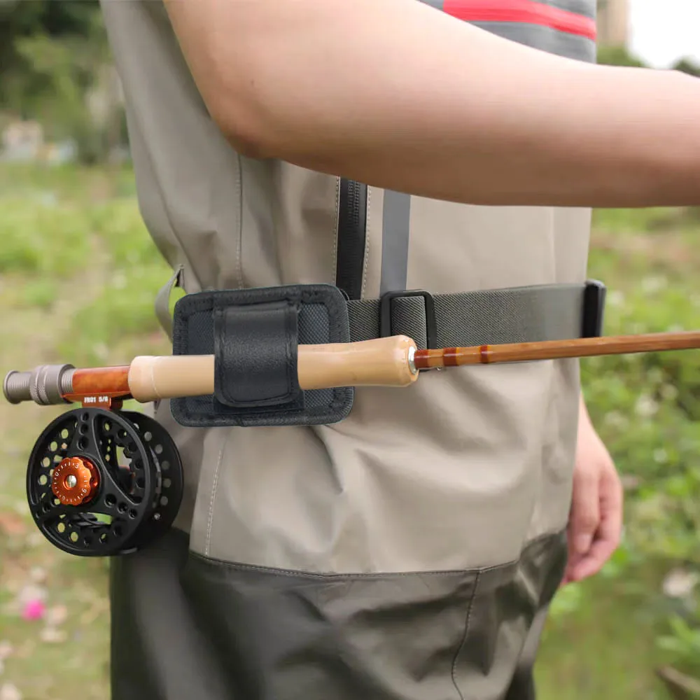 MNFT 1Pcs S/L Two Sizes Portable Fishing Rod Bracket Textured Leather Double Hook and Loop Buckle Stability Fishing Rod Tool