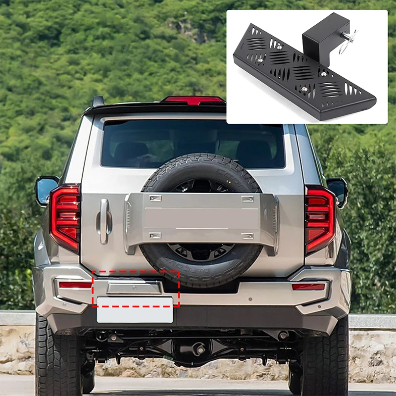 

For tank 400 rear trailer port expansion pedal Automobile rear bumper trailer hook pedal Carbon steel Black 1pcs 2023-2024