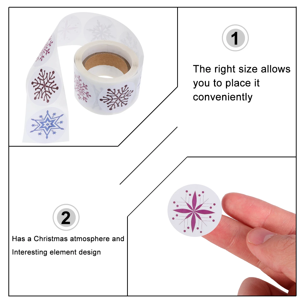 

200pcs Bulk Snowflake Gift Stickers Christmas Decor Self Adhesive Labels for Candy Bags Scrapbook Xmas Stickers Craft Supplies