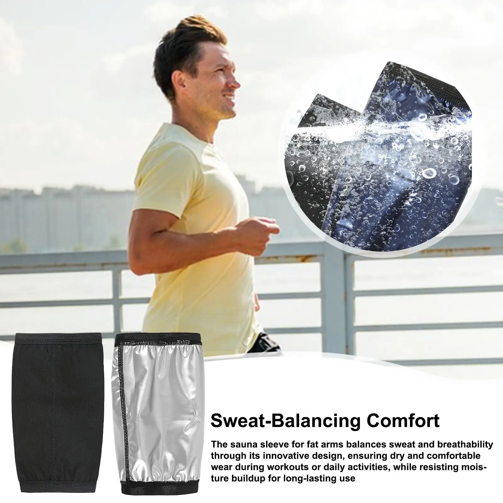 Manga de Sauna para brazos gordos, 2 piezas, mangas de compresión ajustables, entrenador de brazo de sudor para Sauna para mujeres y hombres, Fitness para perder peso en casa