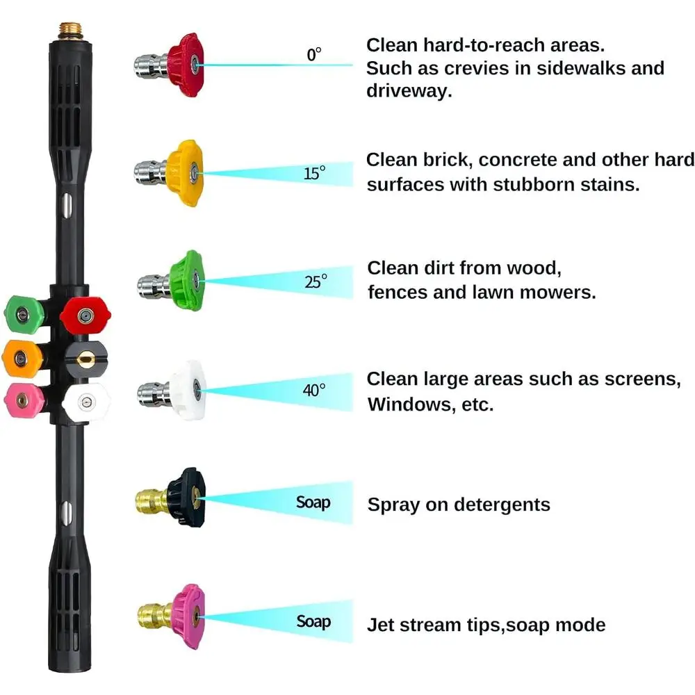 Удлинительная палочка для мойки высокого давления, 9 шт., инструменты для очистки желобов с 6 наконечниками распылительных насадок, 4000 фунтов на квадратный дюйм, сменная мойка из нержавеющей стали