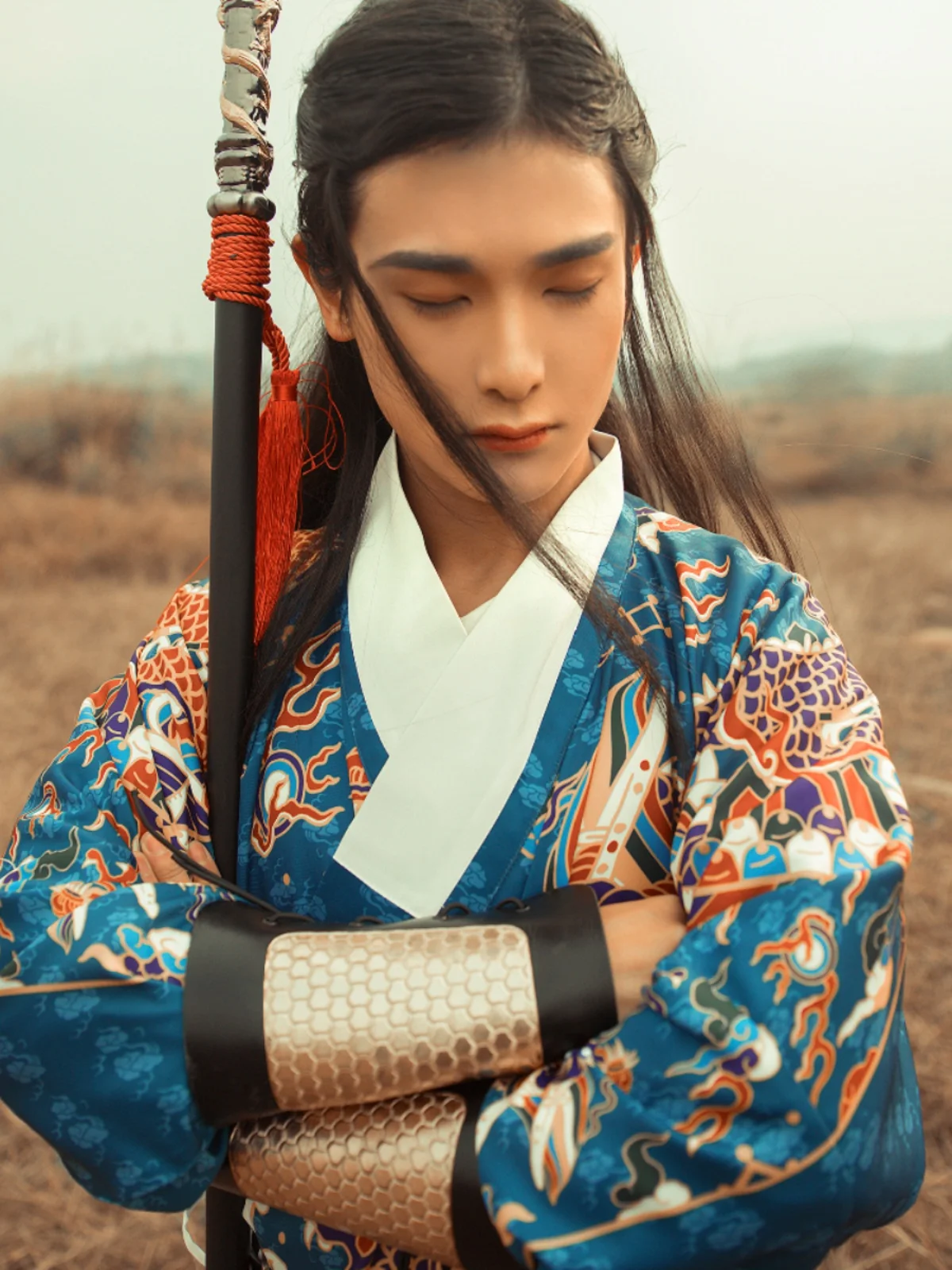 Hanfu traje de pez volador estampado para hombres y mujeres, mismo estilo, Ming