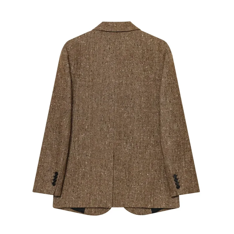 ملابس نسائية جديدة لخريف وشتاء 2025، سترة متعرجة مختلطة بسيطة وعصرية.