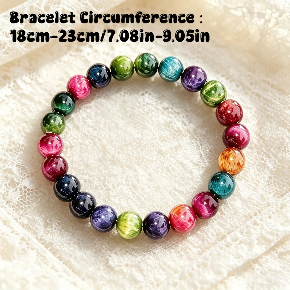 Retro Bohemian Colorful Tiger Eye Stone Elastic Beaded Bracelet, Inspiring Creativity and Adding Courage to Help Goals, Unisex