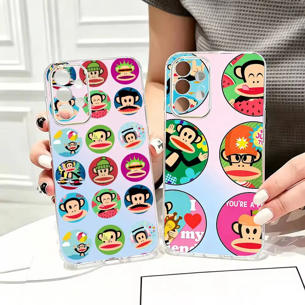 Cute  P-Paul Monkey F-Frank  Stand Phone Case Transparent TPU For Samsung S25,24,23,22,21,10,9,Ultra,Plus