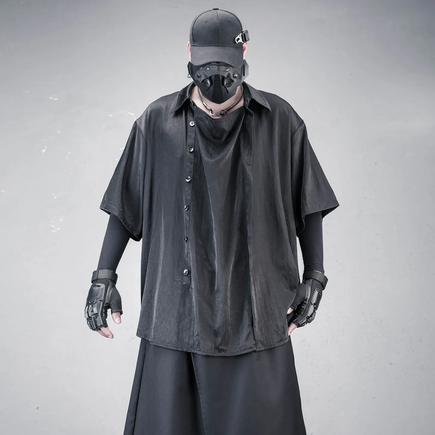 Designer Dark New Chinese Style Sense of Design Shirt Men's Summer Drape Sense Sense Loose Style Pile Collar Shirt Men