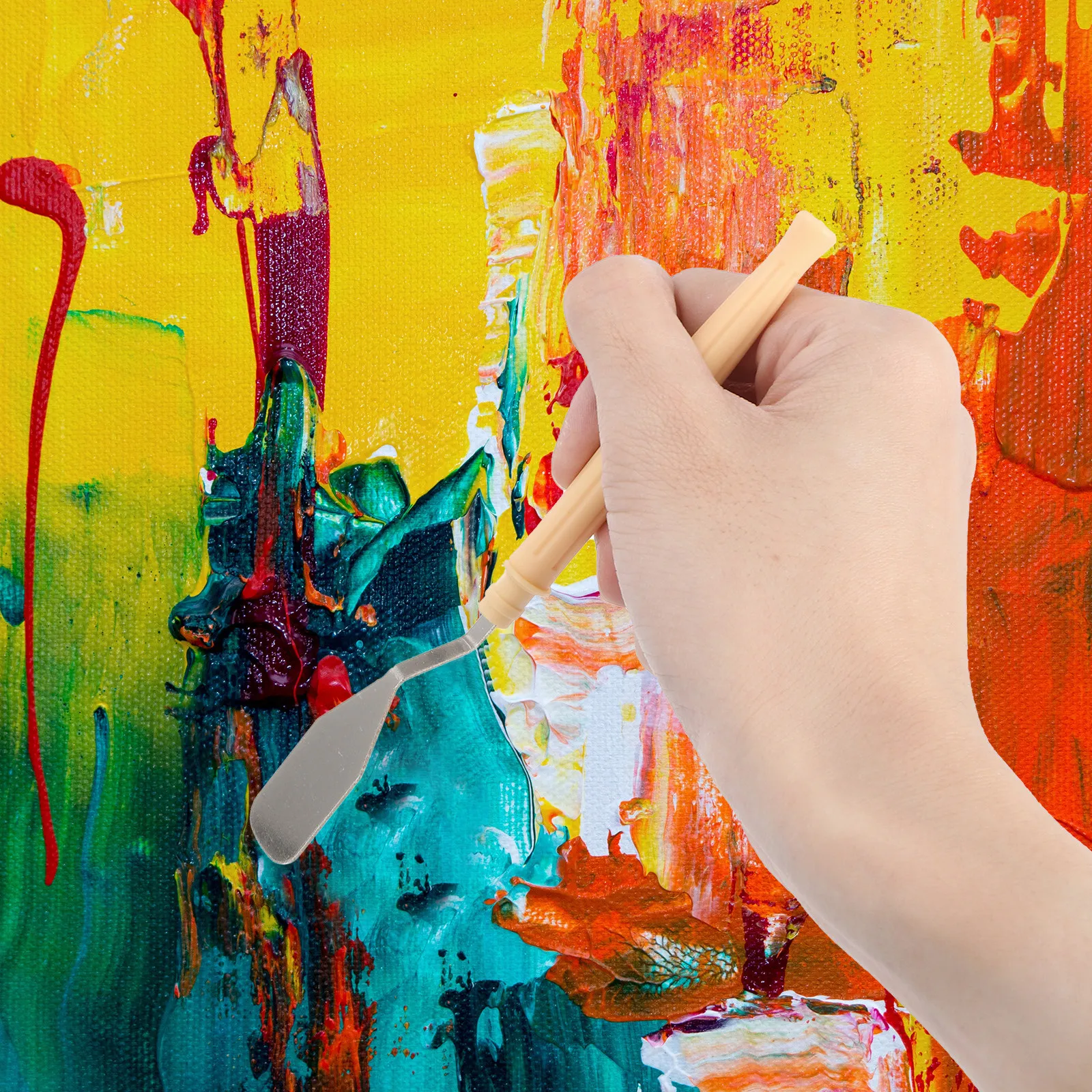 

10Pcs Stainless Steel Plastic Art Scrapers for Color Mixing and Pigment Blending Ideal for Oil Gouache Acrylic Painting