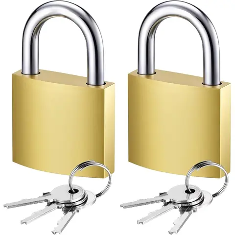 Cadenas à clé robustes dorés avec clés - Serrures de 32 mm, grandes serrures sécurisées pour sacs à dos, bagages, casiers d'école et de gym
