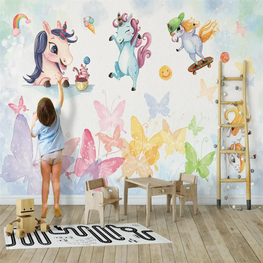 custom Cartoon animals wallpapers for living room decoration background horse wall papers children kids room home decor sticker